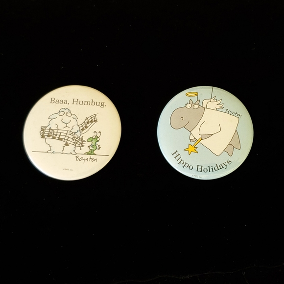 SET- Vntg Sandra Boynton Holiday Buttons Funny - Picture 5 of 8